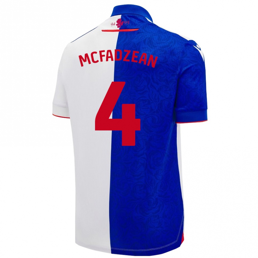 Enfant Football Maillot Kyle Mcfadzean #4 Bleu Ciel Blanc Tenues Domicile 2024/25 Canada