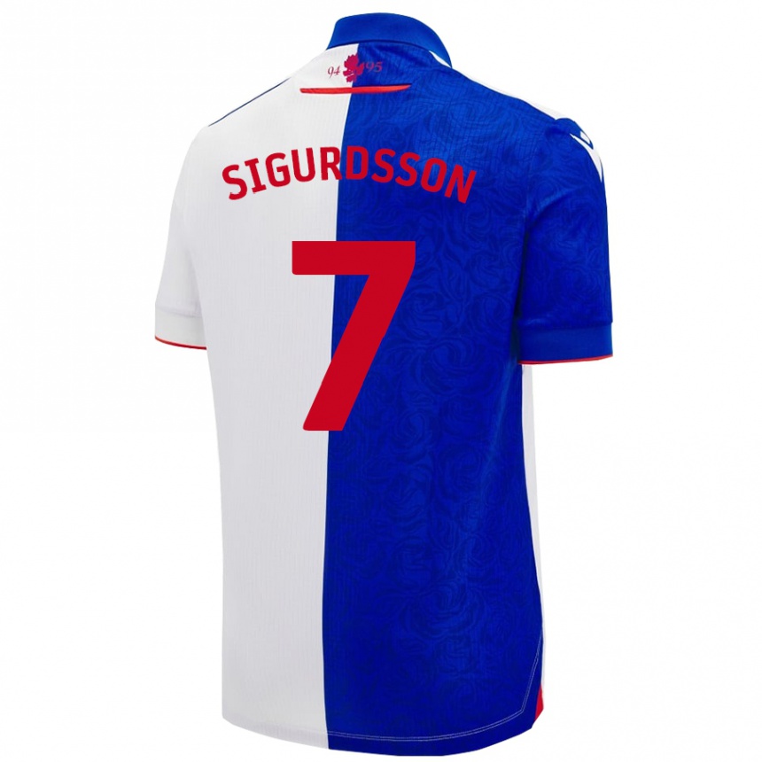 Kids Football Arnór Sigurdsson #7 Sky Blue White Home Jersey 2024/25 T-Shirt Canada