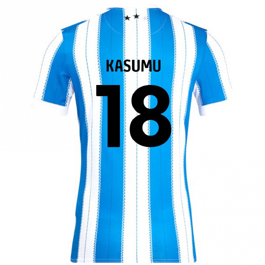 Enfant Football Maillot David Kasumu #18 Bleu Blanc Tenues Domicile 2024/25 Canada