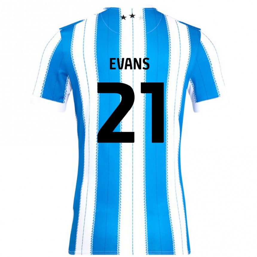 Kids Football Antony Evans #21 Blue White Home Jersey 2024/25 T-Shirt Canada