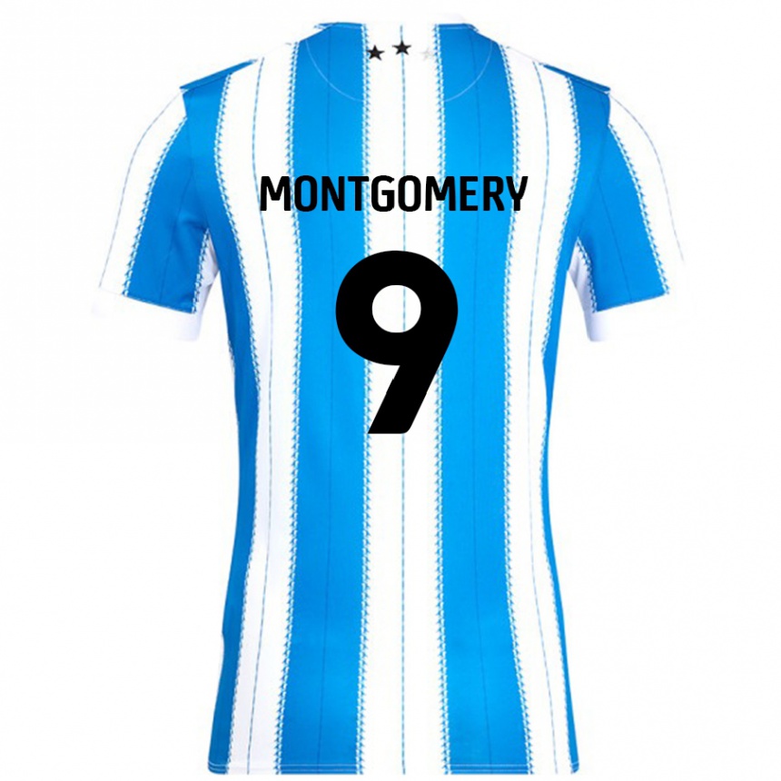 Kids Football Ria Montgomery #9 Blue White Home Jersey 2024/25 T-Shirt Canada