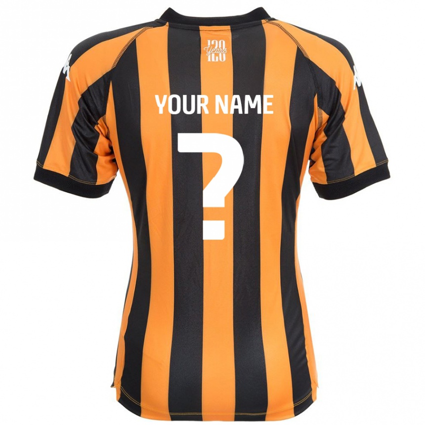 Kids Football Your Name #0 Black Amber Home Jersey 2024/25 T-Shirt Canada