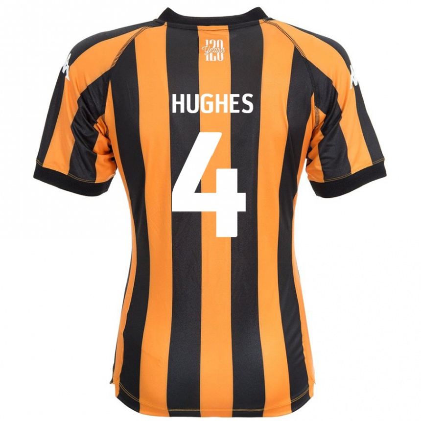 Kids Football Charlie Hughes #4 Black Amber Home Jersey 2024/25 T-Shirt Canada