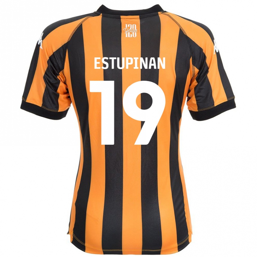 Kids Football Óscar Estupiñán #19 Black Amber Home Jersey 2024/25 T-Shirt Canada