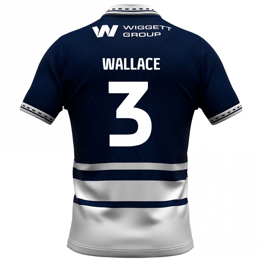 Kids Football Murray Wallace #3 Navy Blue White Home Jersey 2024/25 T-Shirt Canada