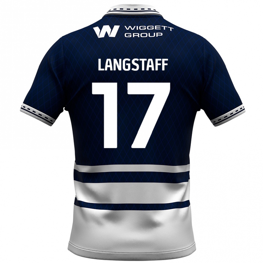 Enfant Football Maillot Macaulay Langstaff #17 Bleu Marine Blanc Tenues Domicile 2024/25 Canada