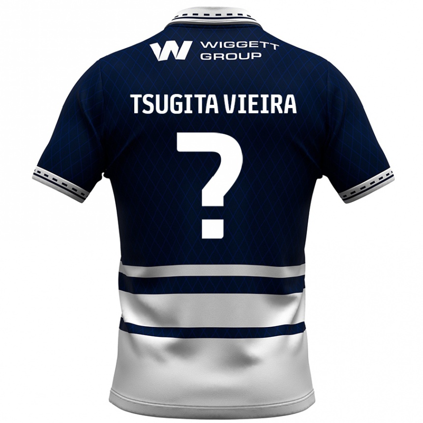 Enfant Football Maillot Sacha Tsugita Vieira #0 Bleu Marine Blanc Tenues Domicile 2024/25 Canada