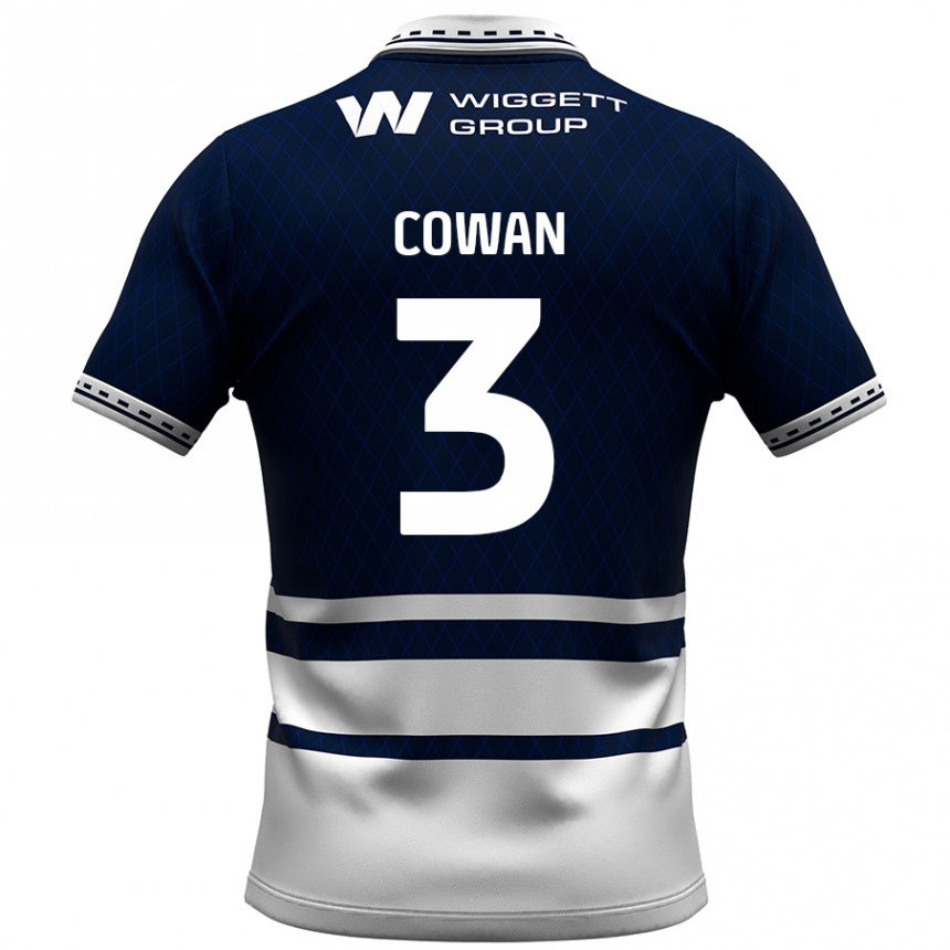 Kids Football Leanne Cowan #3 Navy Blue White Home Jersey 2024/25 T-Shirt Canada