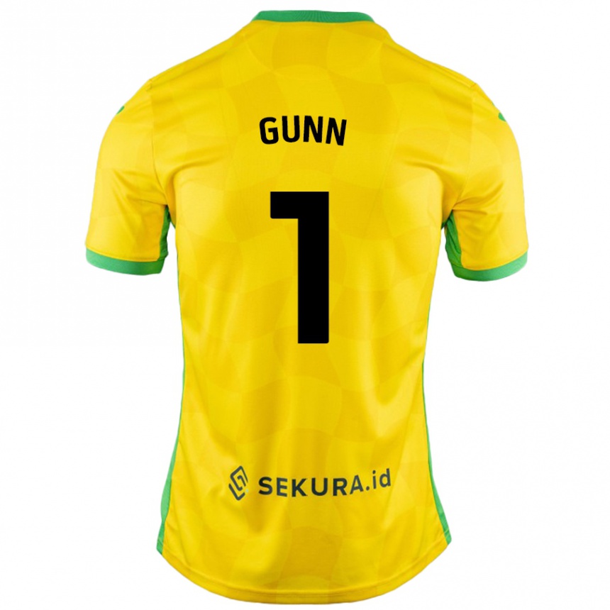 Kids Football Angus Gunn #1 Yellow Green Home Jersey 2024/25 T-Shirt Canada