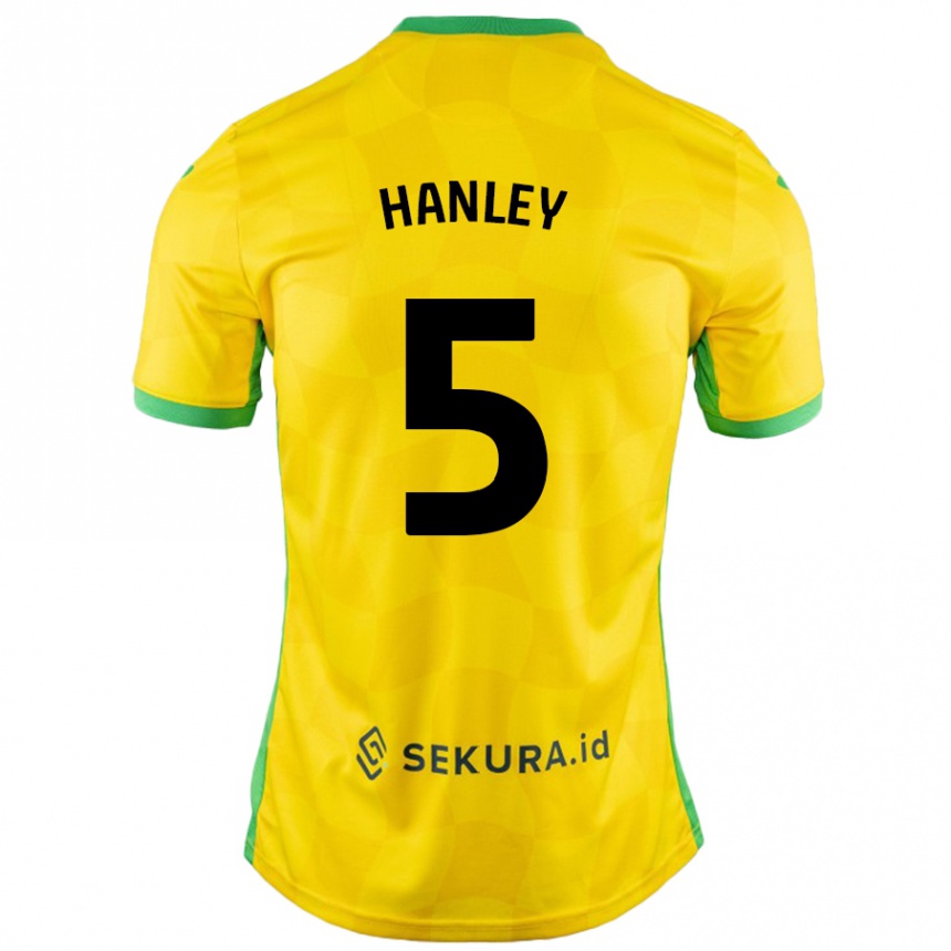 Kids Football Grant Hanley #5 Yellow Green Home Jersey 2024/25 T-Shirt Canada