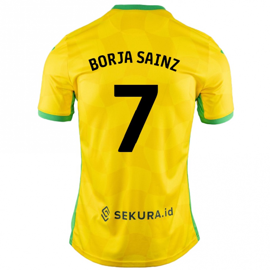 Kids Football Borja Sainz #7 Yellow Green Home Jersey 2024/25 T-Shirt Canada