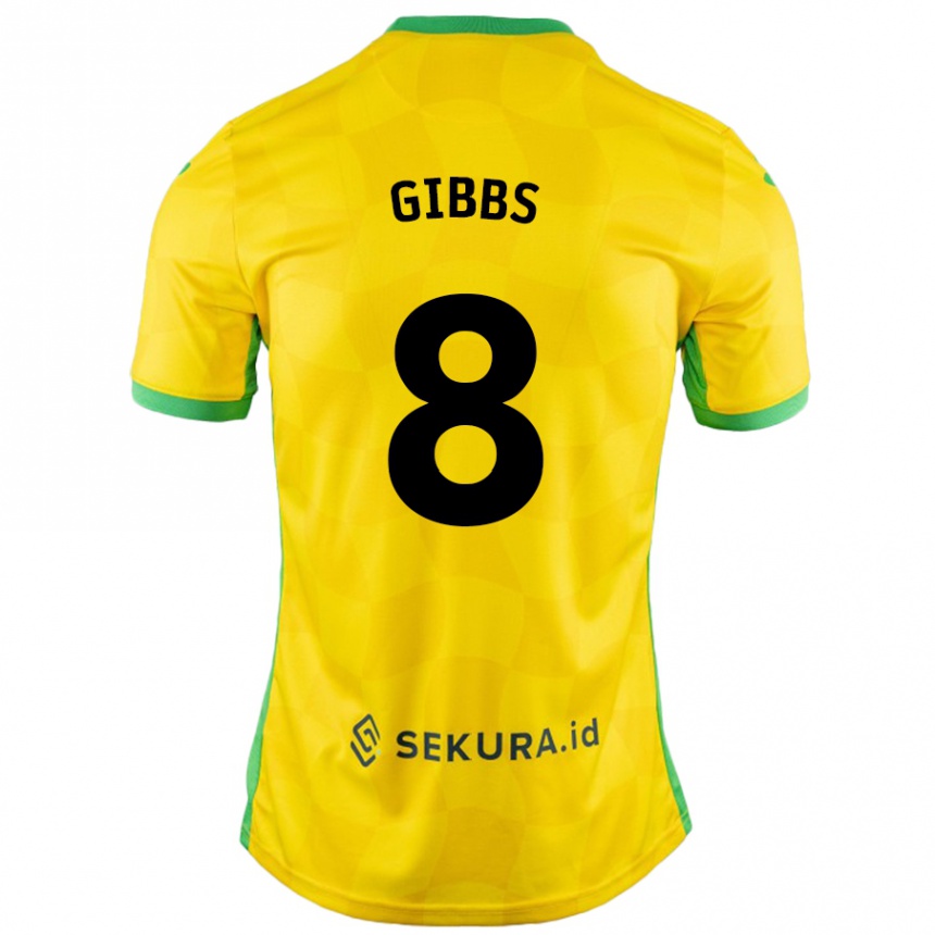 Kids Football Liam Gibbs #8 Yellow Green Home Jersey 2024/25 T-Shirt Canada