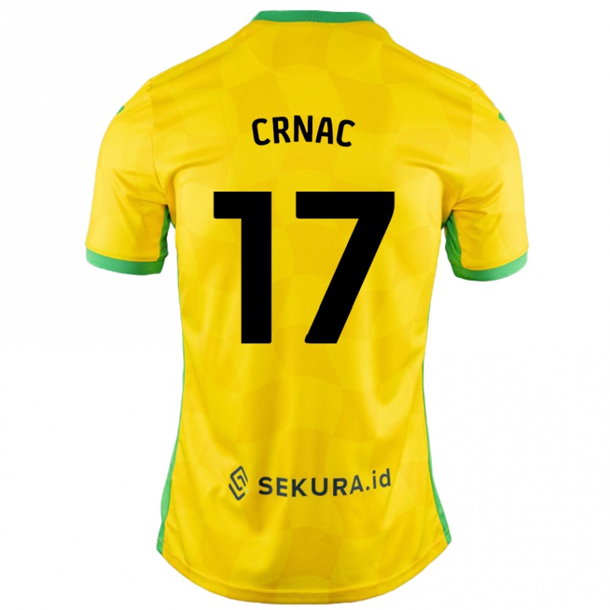 Kids Football Ante Crnac #17 Yellow Green Home Jersey 2024/25 T-Shirt Canada