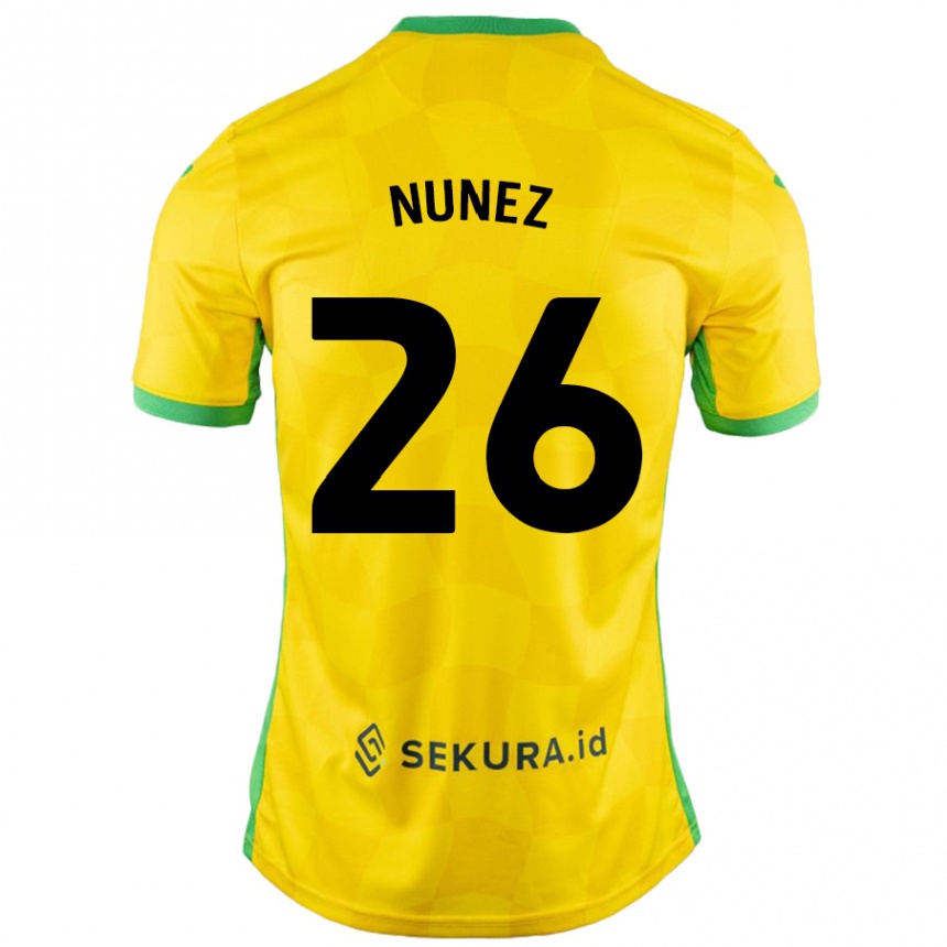 Kids Football Marcelino Núñez #26 Yellow Green Home Jersey 2024/25 T-Shirt Canada