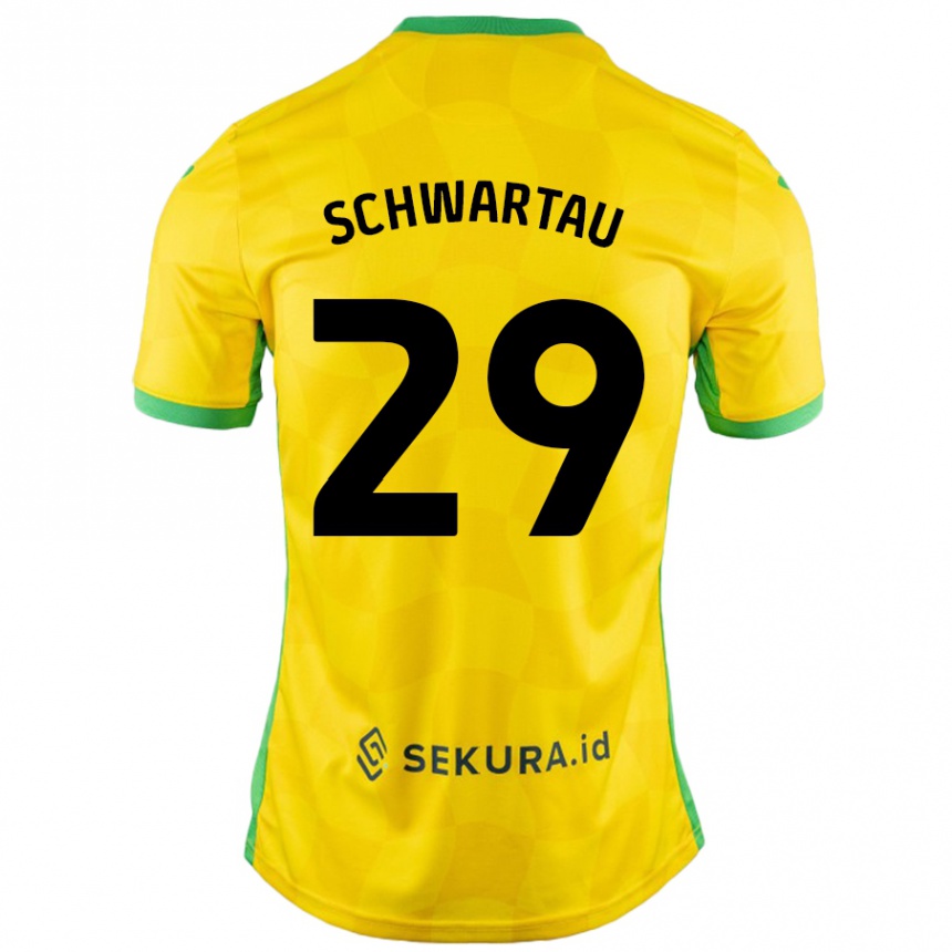 Kids Football Oscar Schwartau #29 Yellow Green Home Jersey 2024/25 T-Shirt Canada