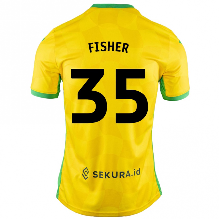 Kids Football Kellen Fisher #35 Yellow Green Home Jersey 2024/25 T-Shirt Canada