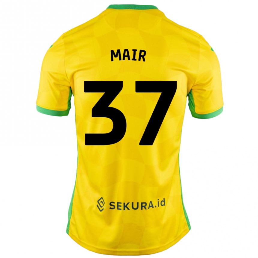 Kids Football Archie Mair #37 Yellow Green Home Jersey 2024/25 T-Shirt Canada