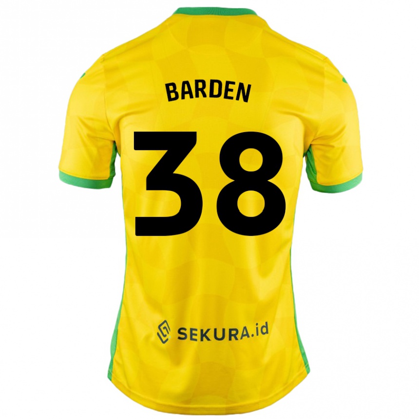 Kids Football Daniel Barden #38 Yellow Green Home Jersey 2024/25 T-Shirt Canada