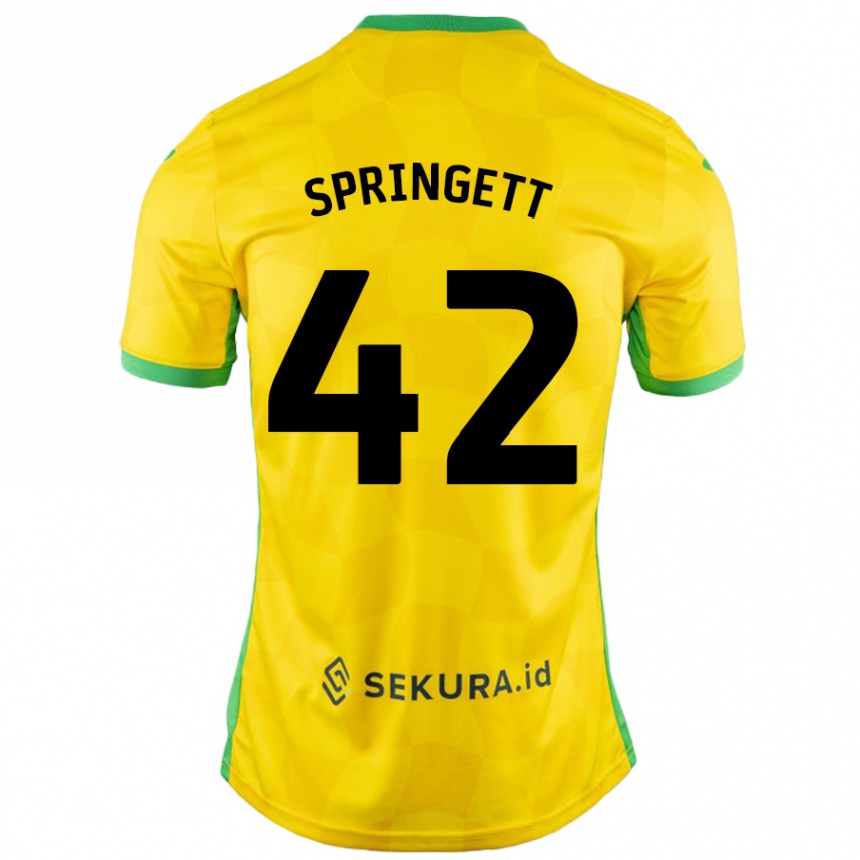 Kids Football Tony Springett #42 Yellow Green Home Jersey 2024/25 T-Shirt Canada