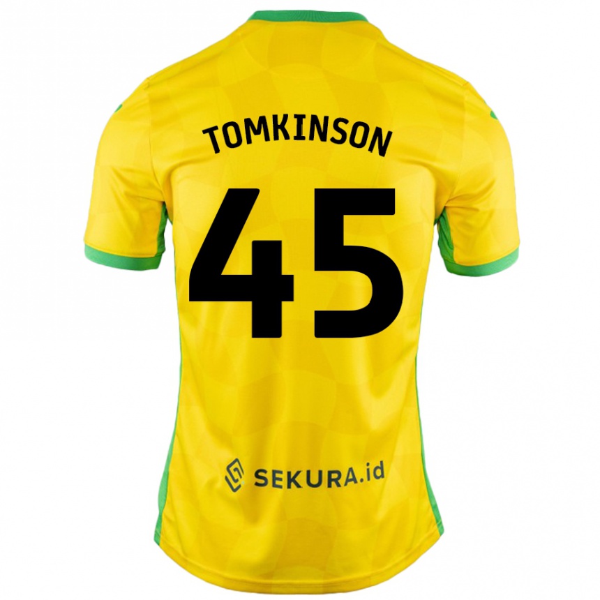 Kids Football Jonathan Tomkinson #45 Yellow Green Home Jersey 2024/25 T-Shirt Canada