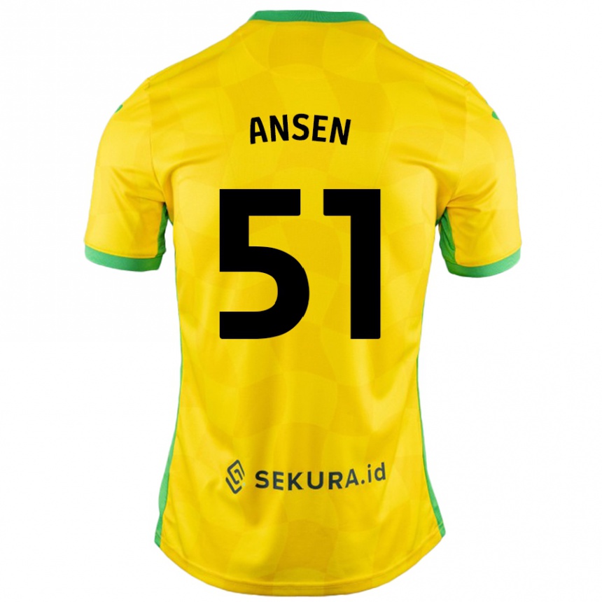 Kids Football Caleb Ansen #51 Yellow Green Home Jersey 2024/25 T-Shirt Canada