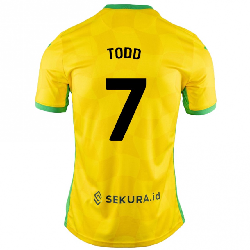 Kids Football Megan Todd #7 Yellow Green Home Jersey 2024/25 T-Shirt Canada