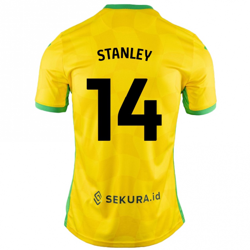 Kids Football Kathryn Stanley #14 Yellow Green Home Jersey 2024/25 T-Shirt Canada