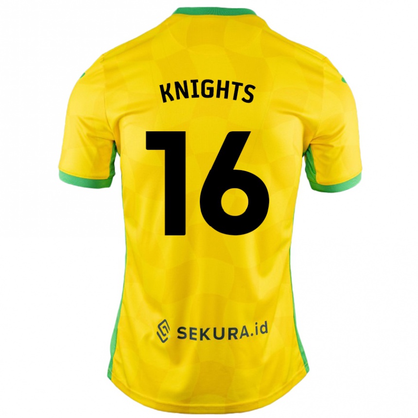 Kids Football Katie Knights #16 Yellow Green Home Jersey 2024/25 T-Shirt Canada