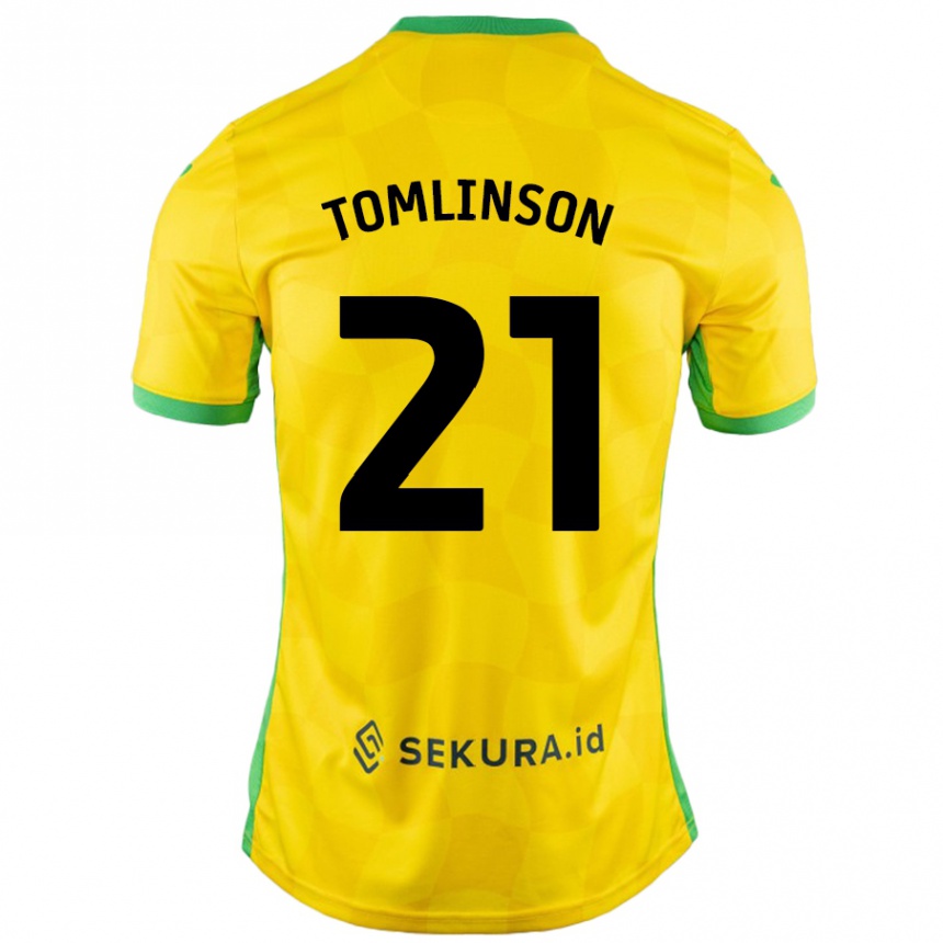 Kids Football Lauren Tomlinson #21 Yellow Green Home Jersey 2024/25 T-Shirt Canada