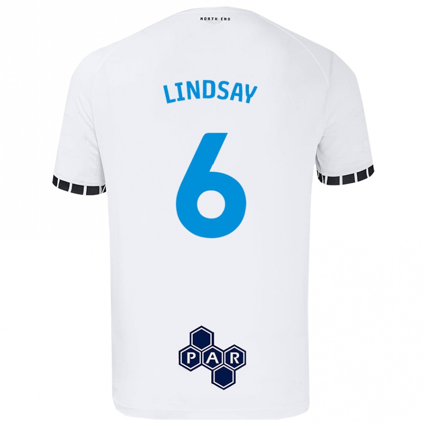 Kids Football Liam Lindsay #6 White Home Jersey 2024/25 T-Shirt Canada