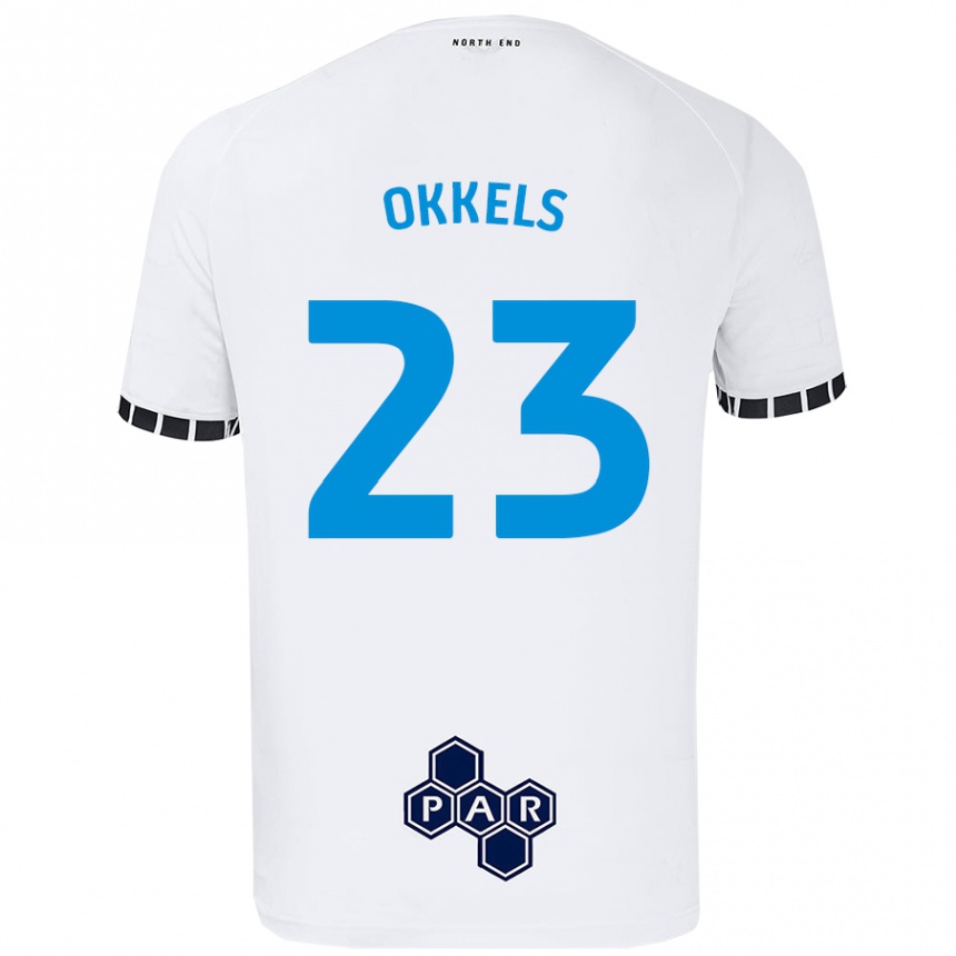 Kids Football Jeppe Okkels #23 White Home Jersey 2024/25 T-Shirt Canada