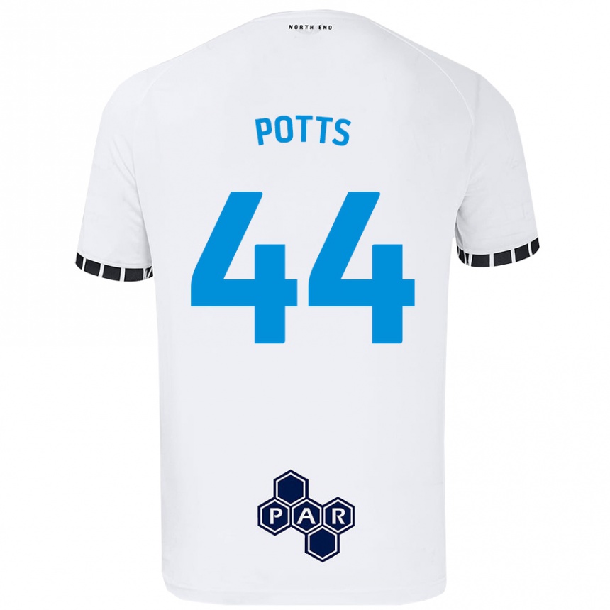 Kids Football Brad Potts #44 White Home Jersey 2024/25 T-Shirt Canada