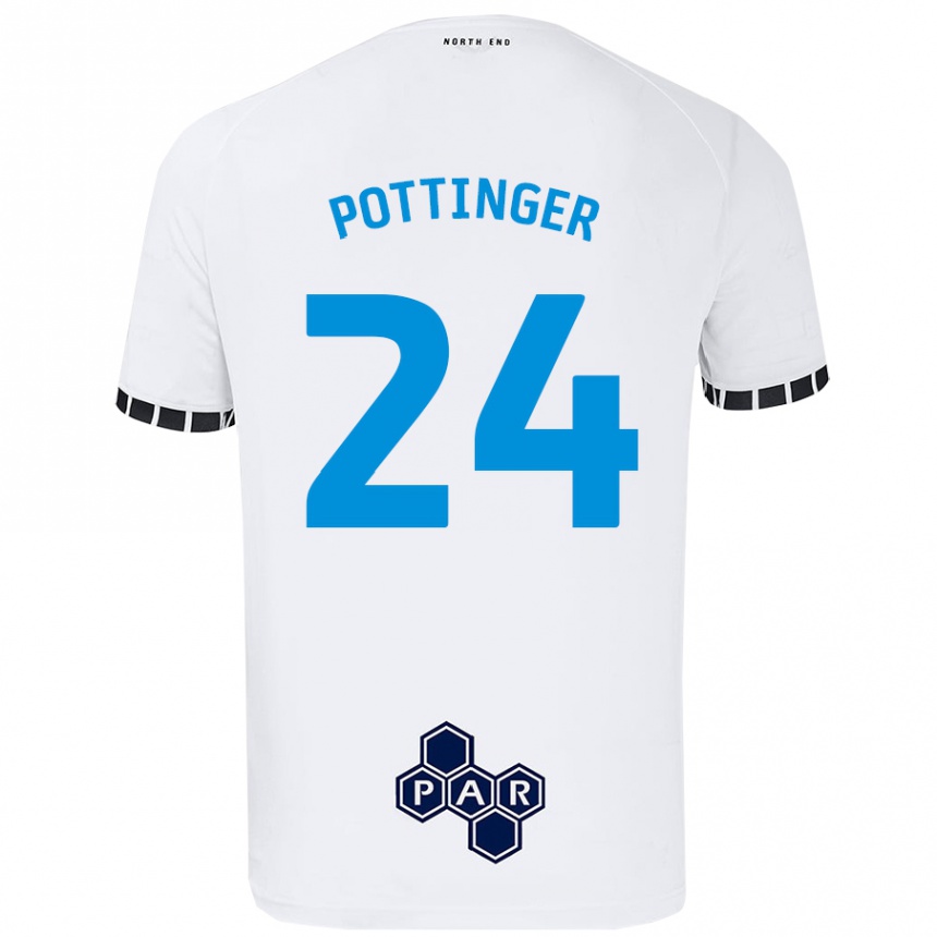 Kids Football Kaya Pottinger #24 White Home Jersey 2024/25 T-Shirt Canada