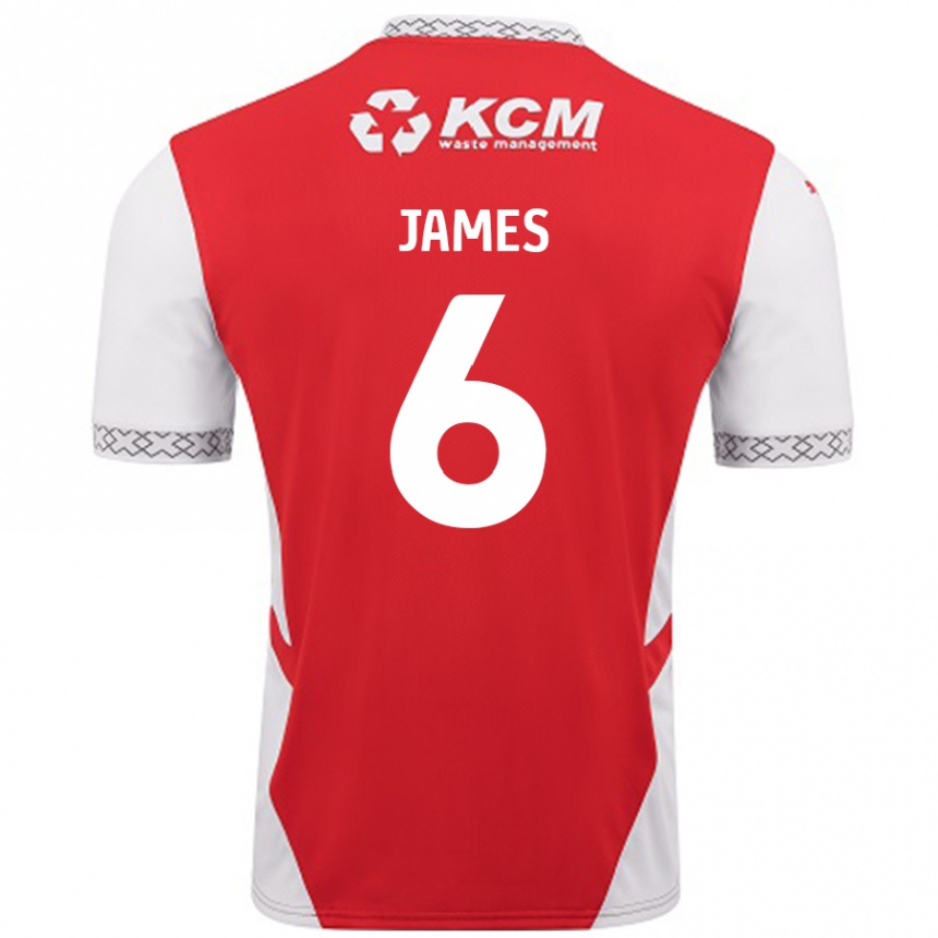 Kids Football Reece James #6 Red White Home Jersey 2024/25 T-Shirt Canada