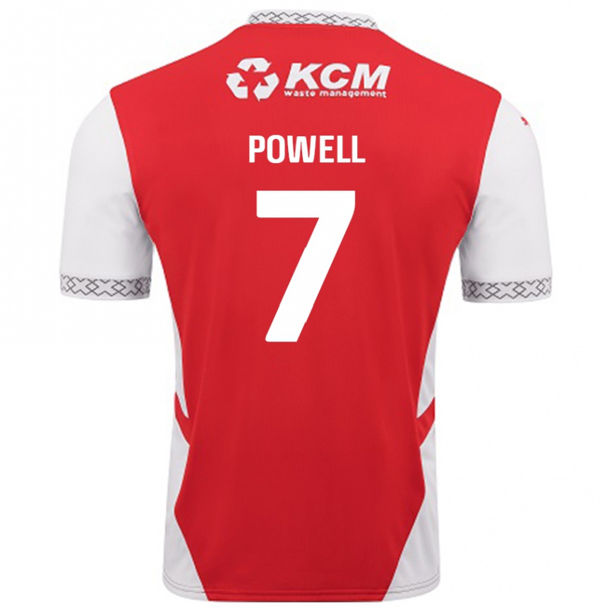 Enfant Football Maillot Joe Powell #7 Rouge Blanc Tenues Domicile 2024/25 Canada