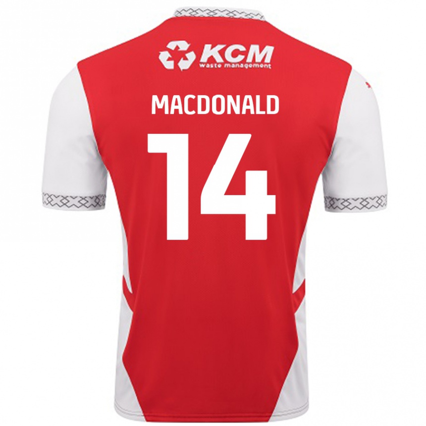 Enfant Football Maillot Alex Macdonald #14 Rouge Blanc Tenues Domicile 2024/25 Canada