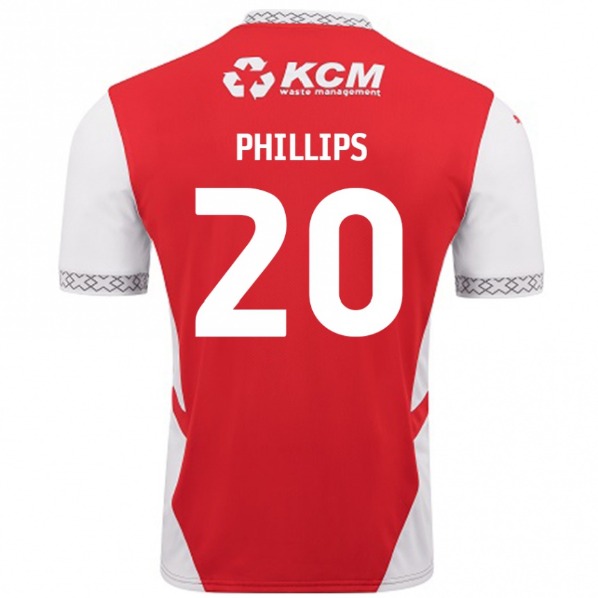 Enfant Football Maillot Dillon Phillips #20 Rouge Blanc Tenues Domicile 2024/25 Canada