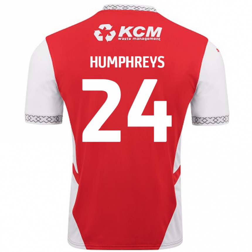 Enfant Football Maillot Cameron Humphreys #24 Rouge Blanc Tenues Domicile 2024/25 Canada