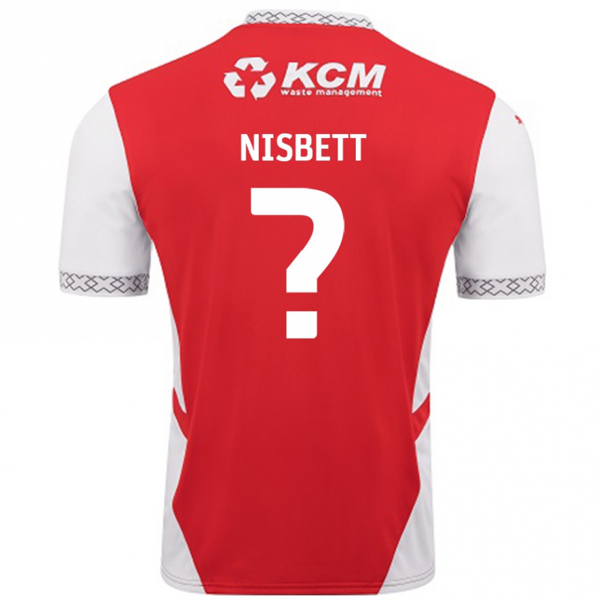 Kids Football Kanye Nisbett #0 Red White Home Jersey 2024/25 T-Shirt Canada