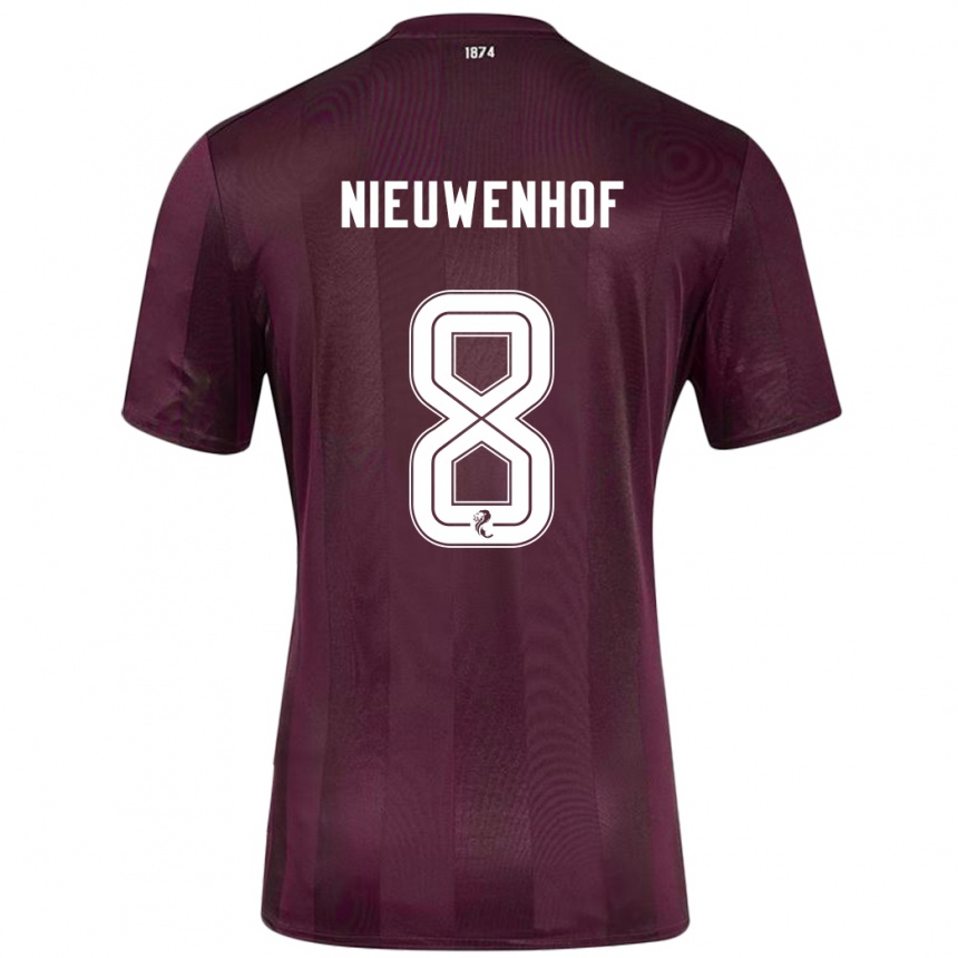 Kids Football Calem Nieuwenhof #8 Burgundy Home Jersey 2024/25 T-Shirt Canada