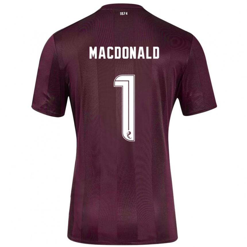 Kids Football Jamie Macdonald #1 Burgundy Home Jersey 2024/25 T-Shirt Canada