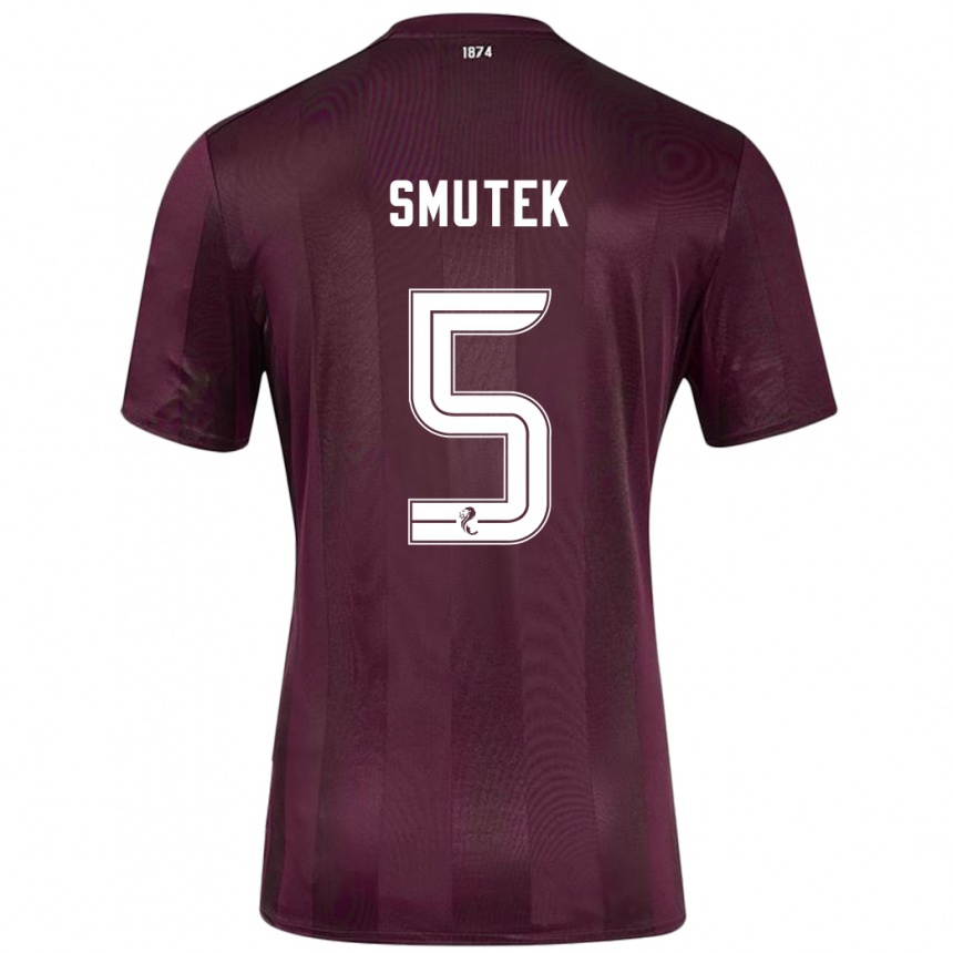 Kids Football Kai Smutek #5 Burgundy Home Jersey 2024/25 T-Shirt Canada