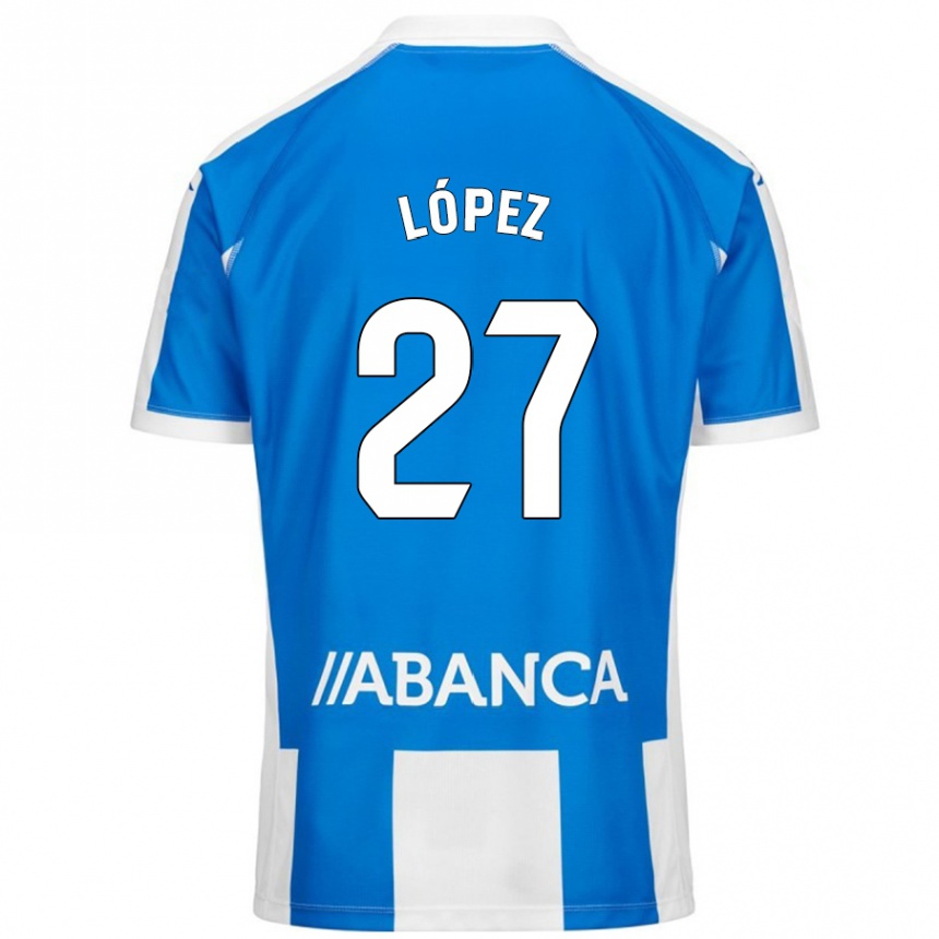 Kids Football Rubén López #27 Blue White Home Jersey 2024/25 T-Shirt Canada