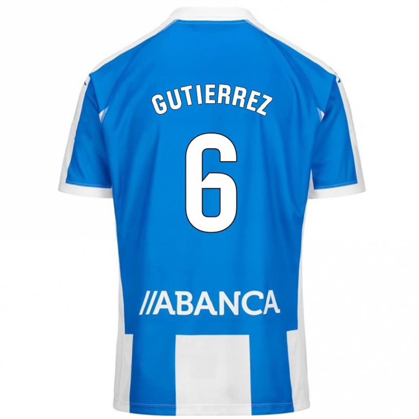 Kids Football Paula Gutiérrez #6 Blue White Home Jersey 2024/25 T-Shirt Canada