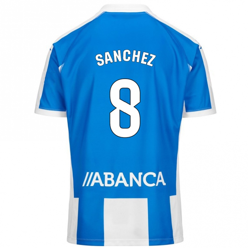 Kids Football Carlota Sánchez #8 Blue White Home Jersey 2024/25 T-Shirt Canada