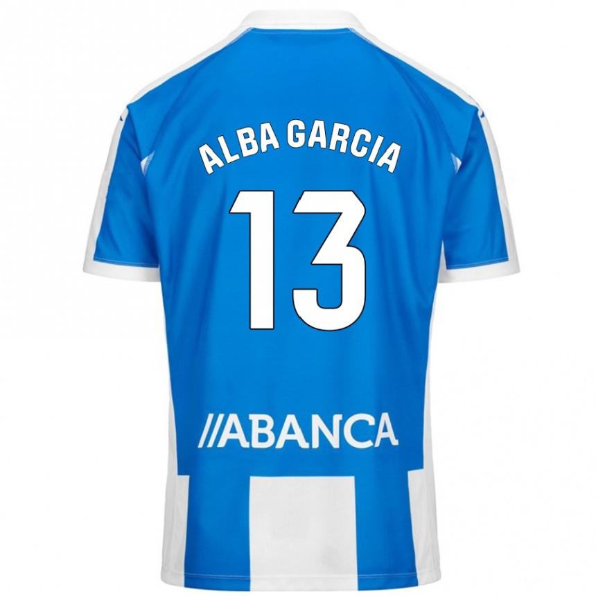 Kids Football Lucía Alba García #13 Blue White Home Jersey 2024/25 T-Shirt Canada