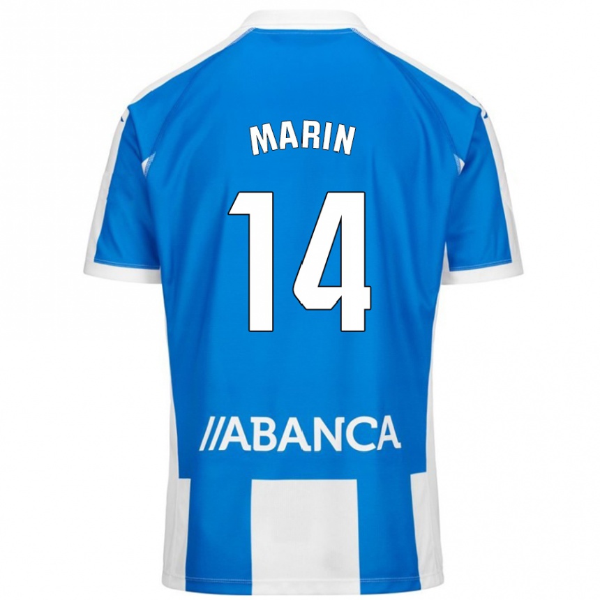 Kids Football Ainhoa Marín #14 Blue White Home Jersey 2024/25 T-Shirt Canada