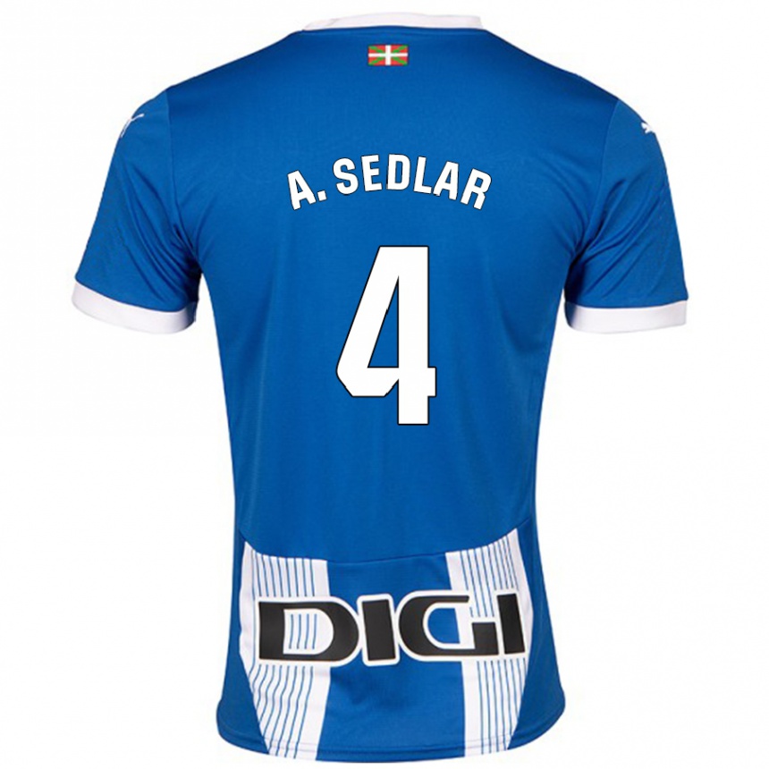 Kids Football Aleksandar Sedlar #4 Blue Home Jersey 2024/25 T-Shirt Canada