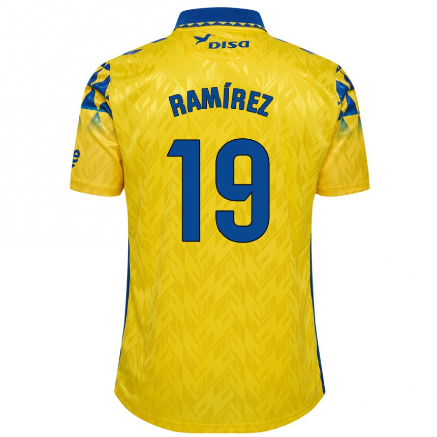 Kids Football Sandro Ramírez #19 Yellow Blue Home Jersey 2024/25 T-Shirt Canada