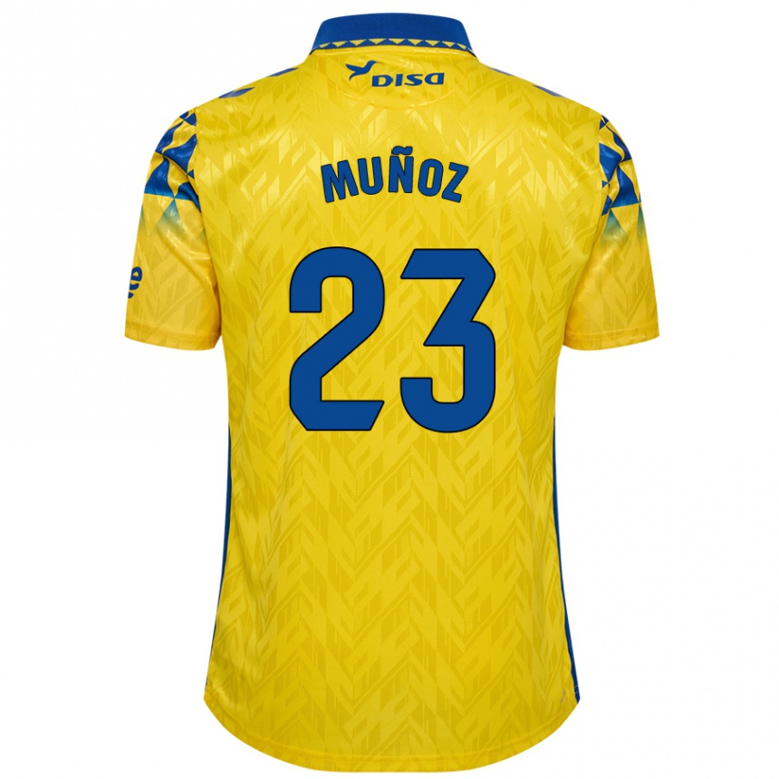 Kids Football Álex Muñoz #23 Yellow Blue Home Jersey 2024/25 T-Shirt Canada